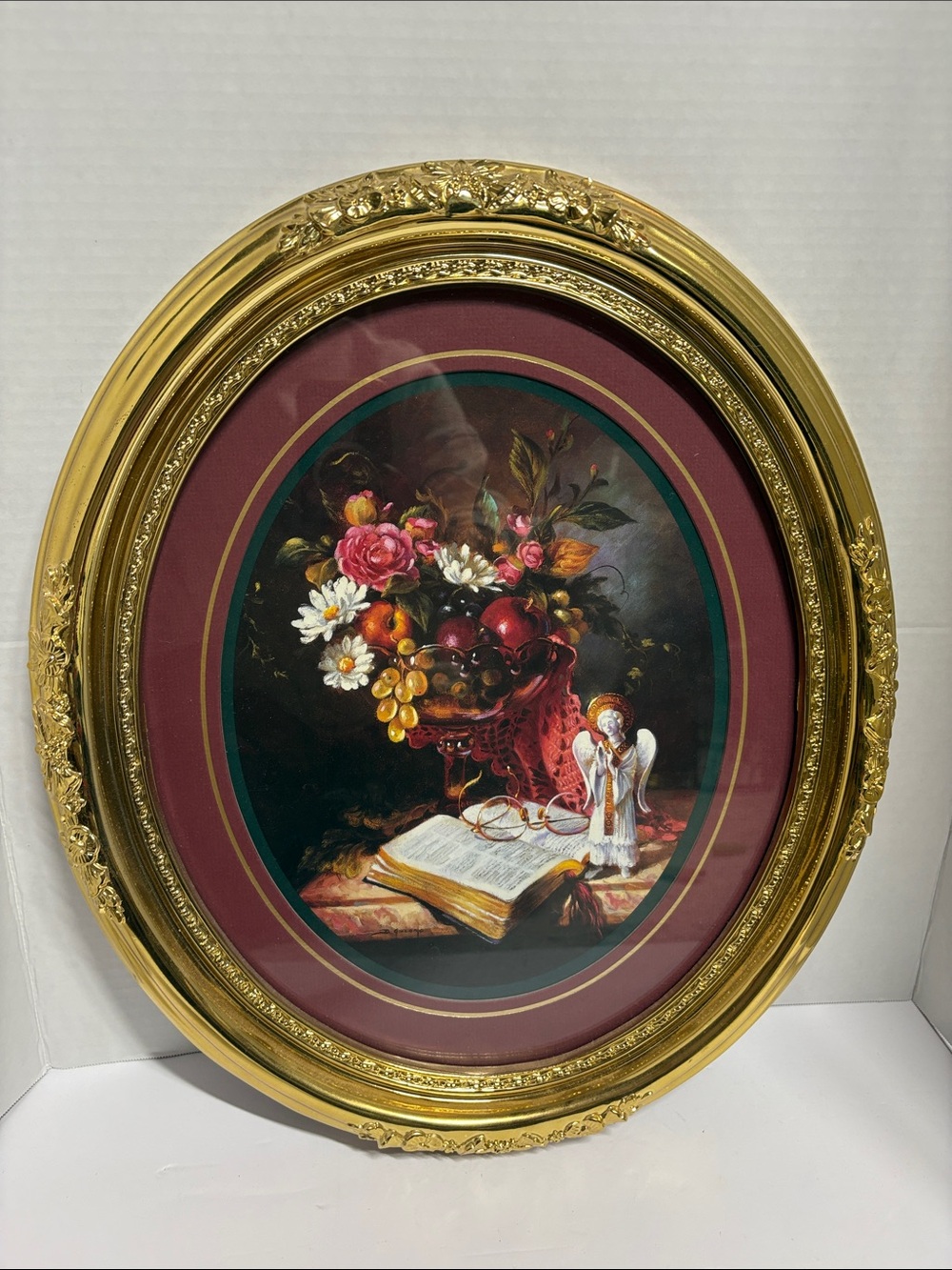 Vintage Home Interiors Homco Oval Gold Framed Still Life Art